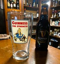 Guinness Pint Glass  ' Guinness for Strength' Vintage 1990s. Man's Cave