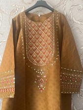 Brown Pakistani Kurta with Rich Embroidery and Traditional Design_Womenwears
