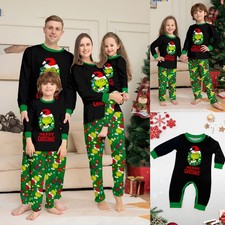 Christmas Family Matching Grinch Pyjamas Adults Kids Xmas Nightwear Pajamas Pjs