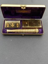 Vintage Gillette Gold Tone ABC Pocket Edition Open Comb Razor