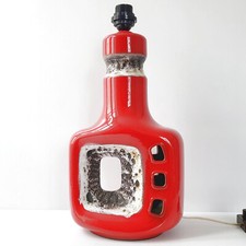 Vintage 1960 Ceramic Red & Lava Table or Floor Lamp 60s