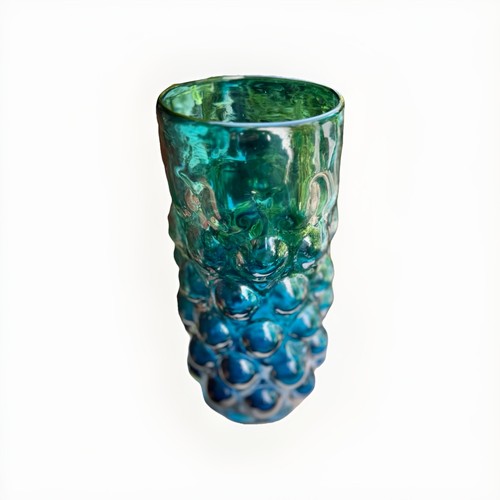 Vtg blenko blue - bubble, glass