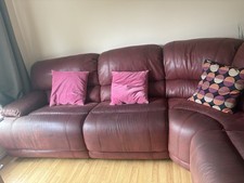 Beautiful Autumnal Wine Colour Leather Sofa