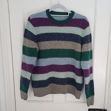 Joseph Turner Shetland Wool Jumper Men's Small/Medium Multi Stripe Slim Fit 