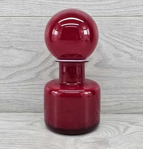 Red cased glass vase jar - vase,