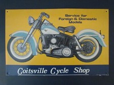 Vintage 1993 Coitsville Cycle Shop Service  Motorcycles Metal Sign.