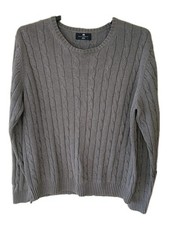 M&S Blue Harbour Men's Grey Cable Knit Jumper Size Large
