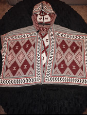 Topshop Aztec Pattern Fringed Cape/poncho With Hood Size XS