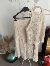 Zara Co Ord Set Crochet High Waist Asymmetric Skirt Halter Neck Top S RRP $114