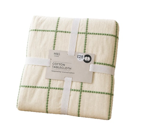 Cotton tablecloth green check - tablecloth,