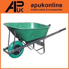 Big Strong HD Deep 120L Green Plastic Tub Wheelbarrow Galvanised Frame Foam Tyre