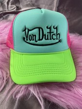 VonDutch Edition Trucker Style Cap Blue/Pink Mint Brim Blue Embroidery OSFM[New]