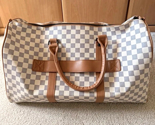 Grey white checked duffle - grey,