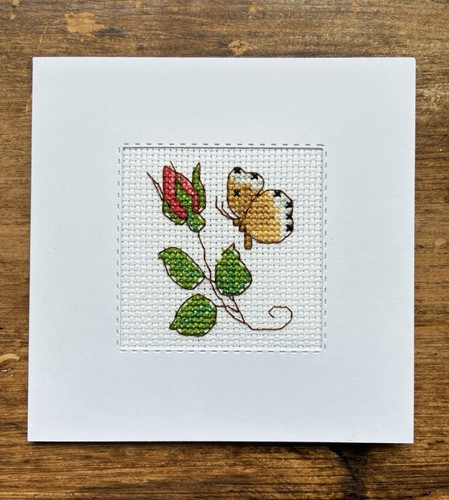 Completed cross stitch card - cross,