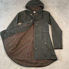 Celtic And Co Wax Jacket UK 10 Green Waxed Riding Coat Duster Long A Line Horse