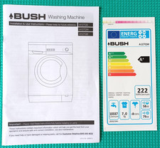 BUSH A127Q Washing Machine Installation & User Instruction Booklet Manual