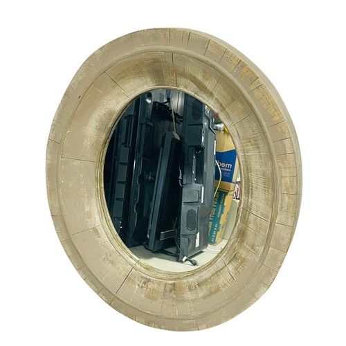 Oval reclaimed wood - oval, mirror