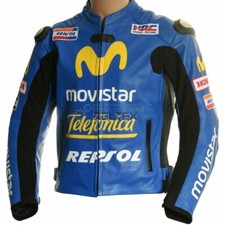 Movistar Repsol Telefonica Replica Motorcycle LEATHER JACKET LGE 42" FUKD BNWT