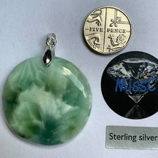 SMITHSONITE  33MM dia ROUND PENDANT with 925 STERLING SILVER BAIL STAMPED 925