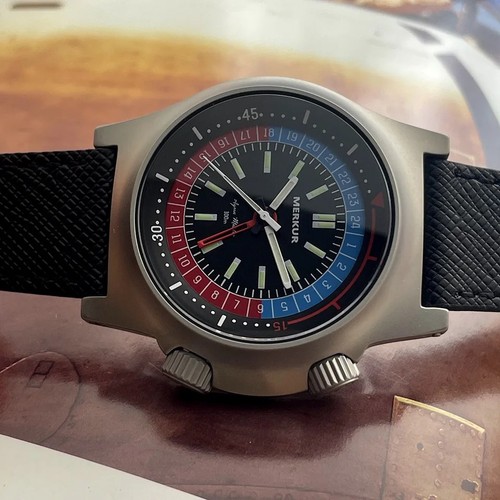 Merkur dual crown pilot diver - merkur,