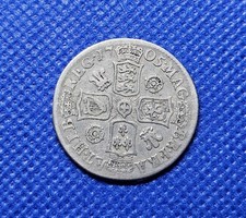 1705 Shilling Queen Anne British Silver Coin Roses And Plumes
