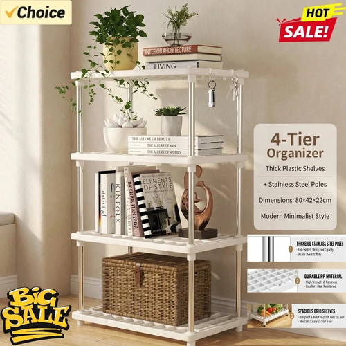 Tier storage shelf organizer - storage,