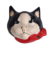 Vintage Babbacombe Pottery Porcelain Kitty Cat String & Scissor Holder- England