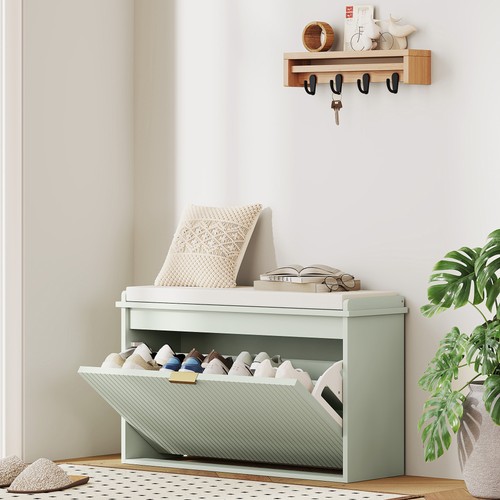 Shoe bench with padded seat - with,