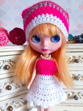 Dress For Blythe Doll, Tangkou Or Bjd. Dress And Hat. Outfit. Clothes