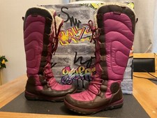 WOMENS TIMBERLAND UK4.5US6.5w dark pinkLACE UP SHERPA LINED KNEE HIGH SNOW BOOTS
