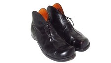 CYDWOQ Men's Black Leather Ankle Boots – Handmade, Modern Tie Detail ~ 42.5  9