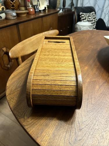 Vintage oak tambour - oak, tambour-lid