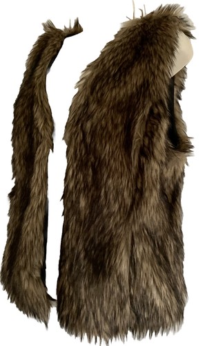 Brown faux fur gilet size - h&m,