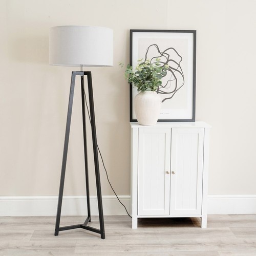 Black wood tripod floor lamp - black,