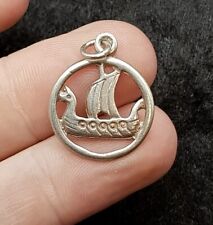 Old Vintage Silver OMG Ola Gorie Viking Ship Pendant Charm.  British Designer 
