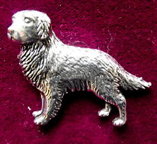 Pewter Golden Flatcoat Retriever Dog Brooch Pin  Signed