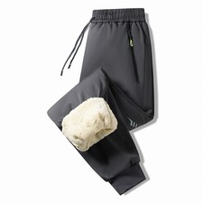 Mens Waterproof Thermal Joggers Fleece Lined Soft Shell Winter Trousers Pants