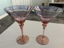 Pair of Vintage Pink Etched