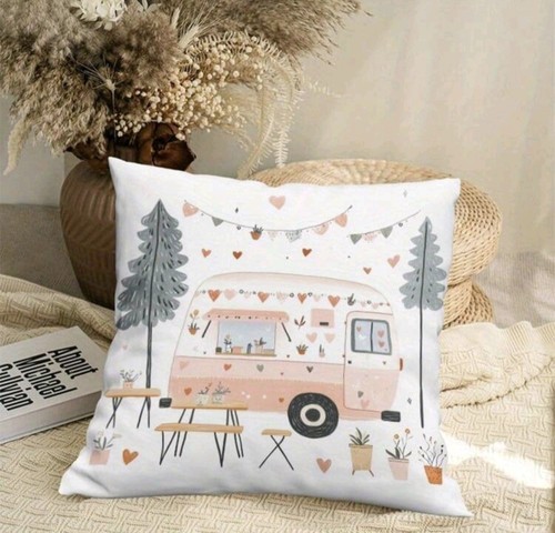 Vintage pink caravan - vintage, print