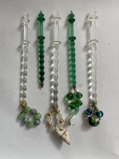 5 x Vintage GLASS Lace Bobbins