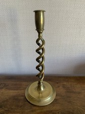 Vintage Candlestick Solid Brass Open Barley Twist Holder Large -30cm