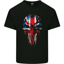 Union Jack Flag Skull Gym MMA Biker Britain Mens Light Cotton T-Shirt