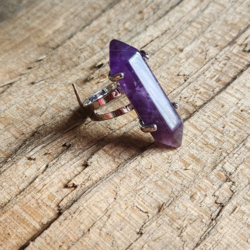 Natural crystal quartz - crystal, ring