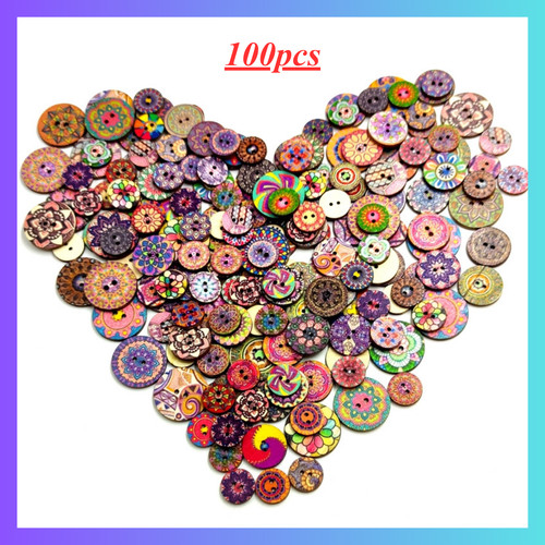 100pcs wooden sewing buttons - wooden,