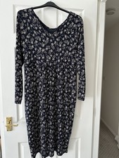 Masai Long-Sleeved dress, Navy/Beige, Size XXL, V Neck Front/Back, With Pockets