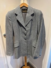 Vintage Caldene Ladies Grey/Blue Wool Tweed Jacket Country Equestrian Size 36” 