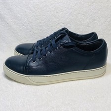 Lanvin Mens DBB1 Sneakers Navy Blue Full Leather Low Top Lace Up Shoes US 8 UK 7