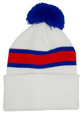 Rangers Supporters Striped Bobble Hat in White, Blue and Red  - Made in the UK