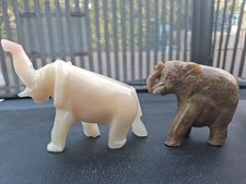 Two Onyx Elephants Hand Carved