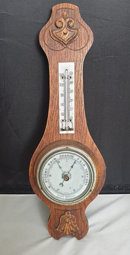 Carved oak aneroid - carved,